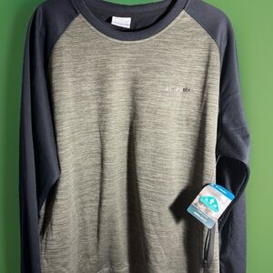 Columbia Men's Tech Trail Midlayer Stone Green Omni-Wick Crew Zipper Pocket XXL